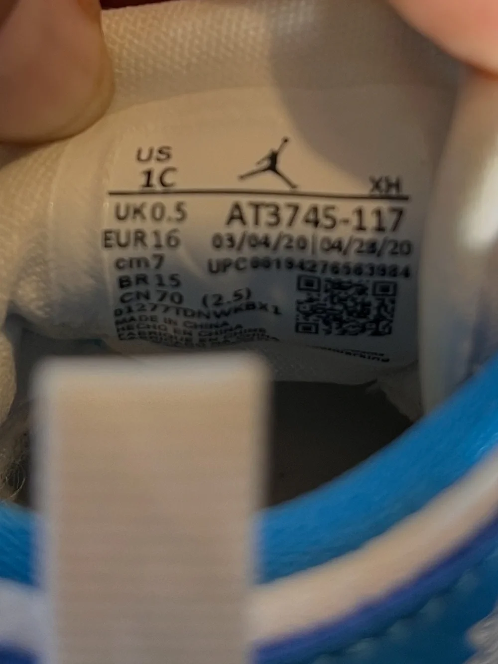 Jordan baby White and Blue High-Top Sneakers